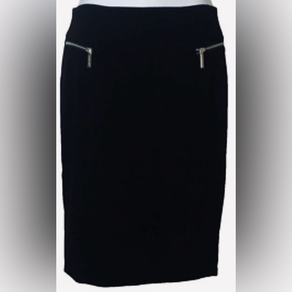 MICHAEL Michael Kors Dresses & Skirts - NWT Michael Michael Kors Black Ponte Knit Silver Zipper Detailed Pencil Skirt